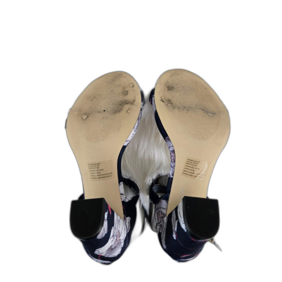 Just Fab Floral Platform Heels Woman 9 Buckle Zip Accent Open Toed - Picture 5 of 6